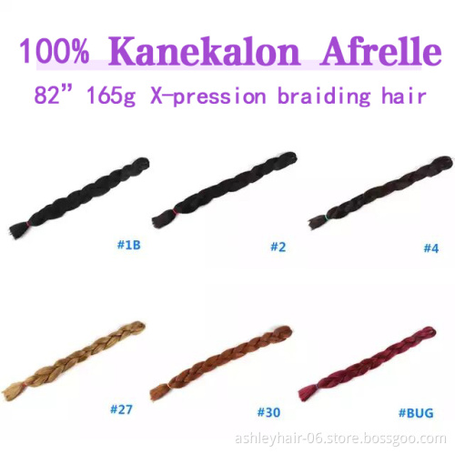 Wholesale 100% Kanekalon Jumbo 165G 82 Inch 3X Synthetic Pre Stretched Extension Ultra Braid Hair